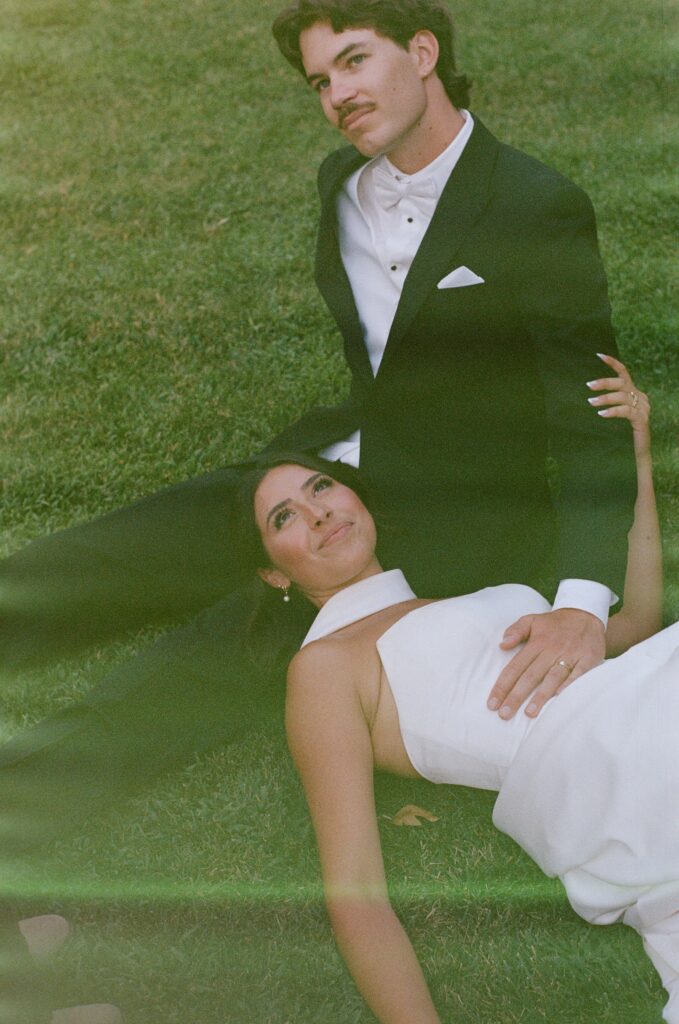 Bride and groom portraits during golden hour at Leo Carillo Ranch in Carlsbad, California.